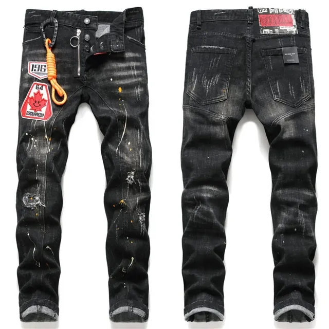 Dsquared2 Distressed Jeans Paint Splatter with Patch