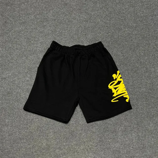 Stüssy Logo Shorts Black with Yellow Graphic