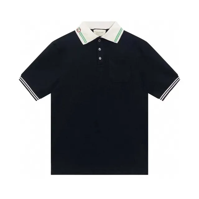 Gucci Polo Shirt Web-Trimmed Collar and Cuffs