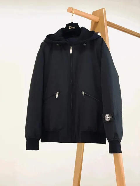 Dior Hooded Zip-Up Jacket Stone Island Patch