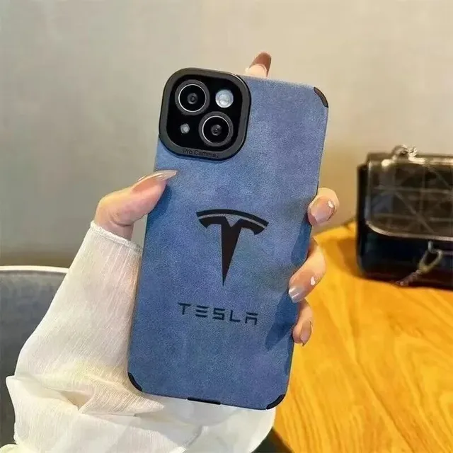 Phone Case Suede Tesla Logo