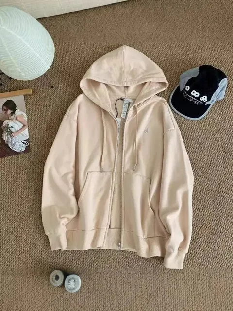 Off-White Zip-Up Hoodie Beige