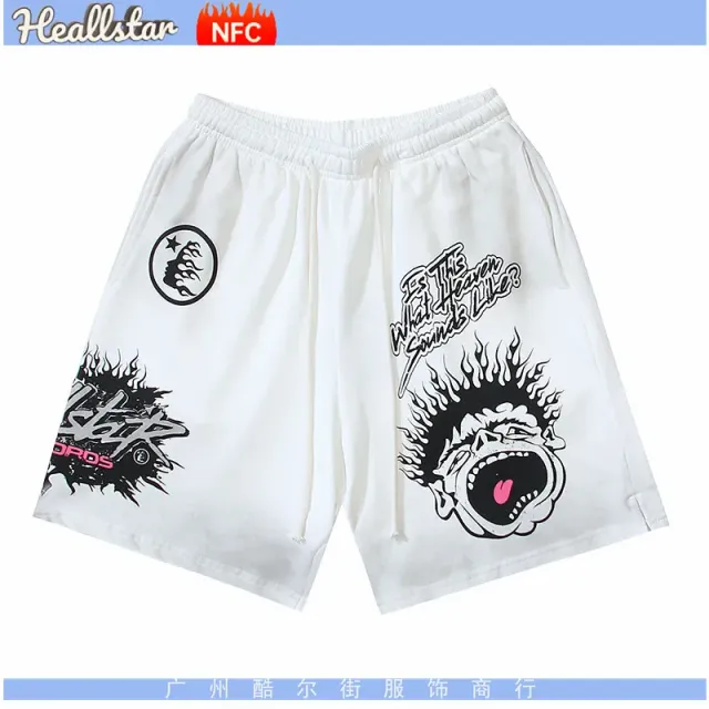 Hellstar Graphic Shorts Flame Scream Print