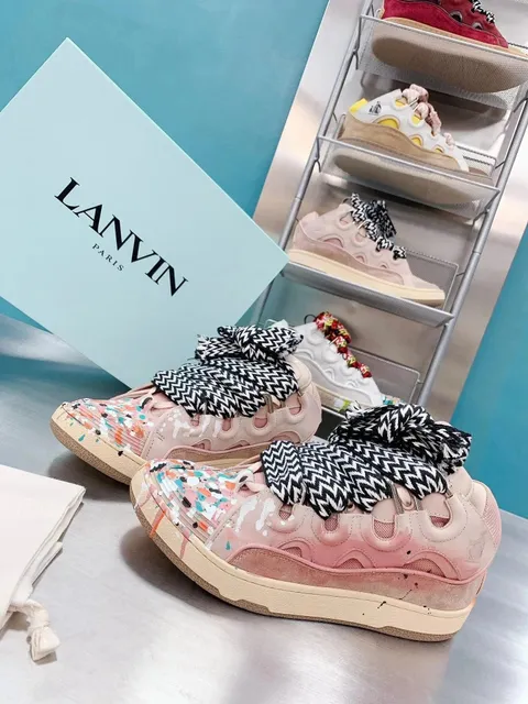 Lanvin Sneaker Paint Splatter with Chevron Laces