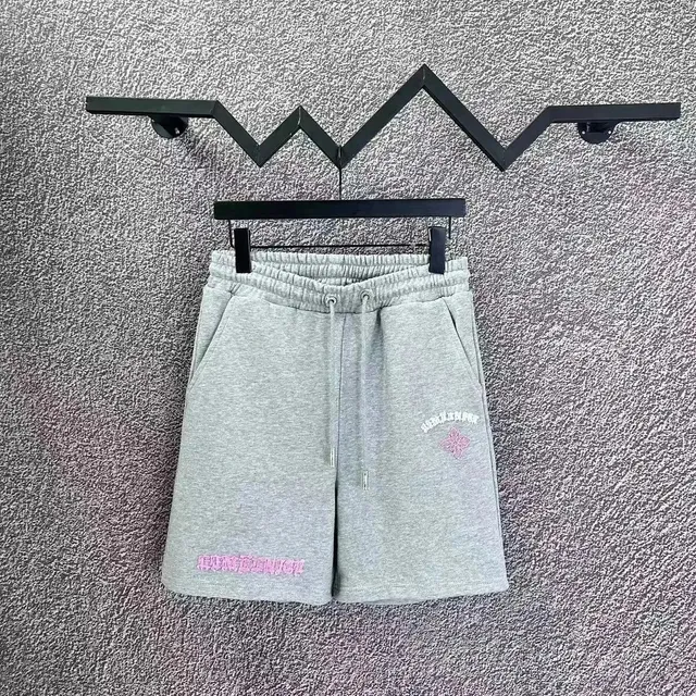 Chrome Hearts Embroidered Shorts Heather Grey with Pink Embroidery