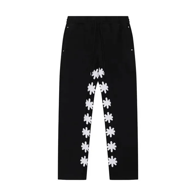 Gallery Dept. Flower Print Joggers Black with White Floral Pattern