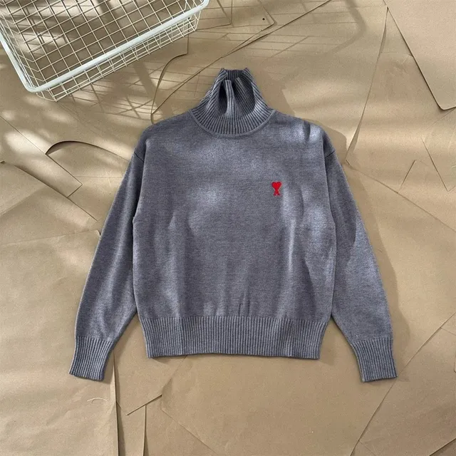 AMI Paris Turtleneck Sweater Red Heart Logo