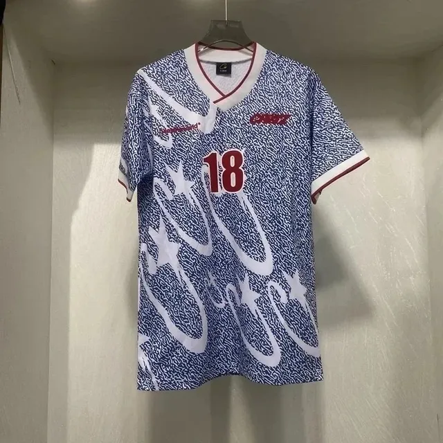 Corteiz V-Neck Jersey Abstract Print with Number 18