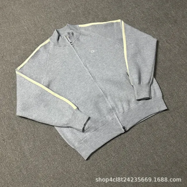 Adidas Track Jacket Grey with Beige Stripes