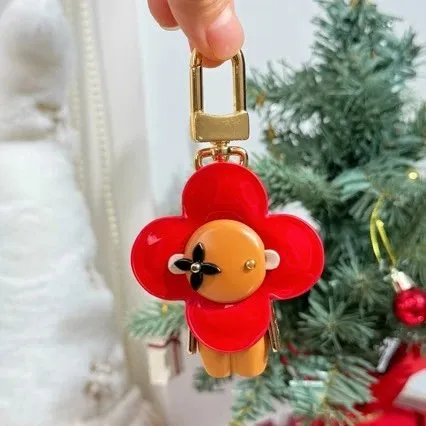 Louis Vuitton Flower Charm Red Resin Flower with Beige Center