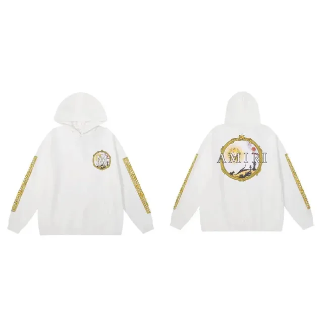 Amiri Hooded Sweatshirt Gold Embroidered Logo