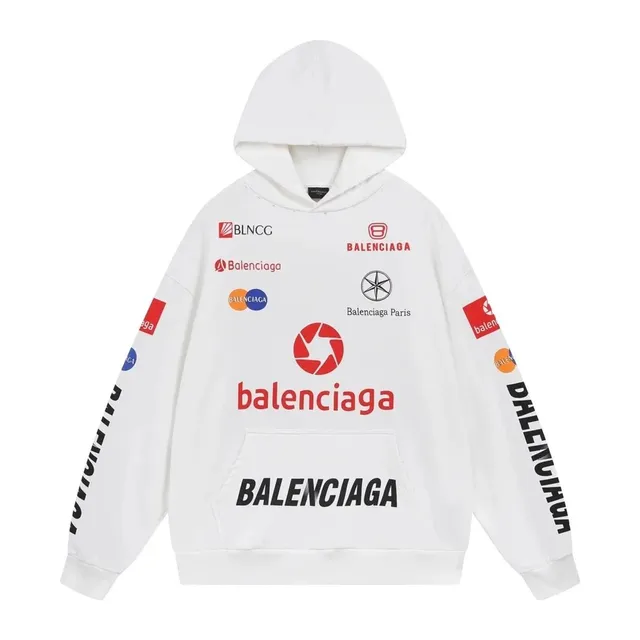 Balenciaga Logo-Print Hoodie Multi-Logo