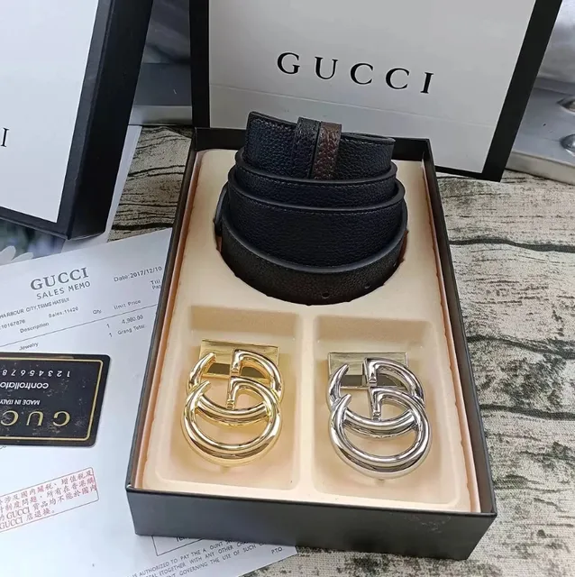 Gucci Horsebit Belt Reversible with Gold and Silver Buckles