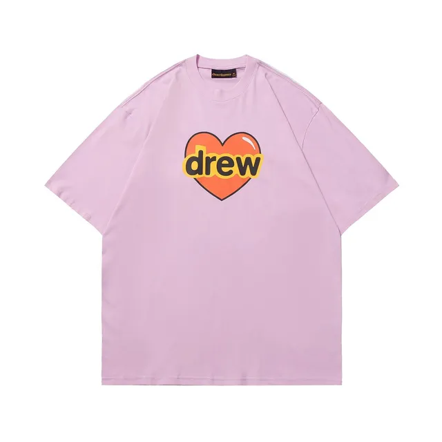 Drew House Heart Logo Tee Pink with Orange Heart