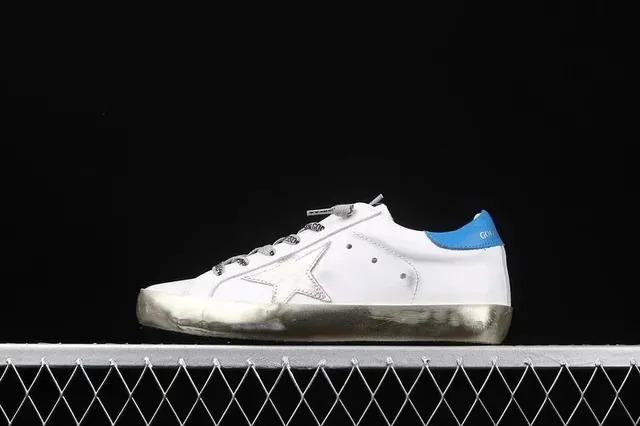 Golden Goose Superstar White with Blue Heel Tab