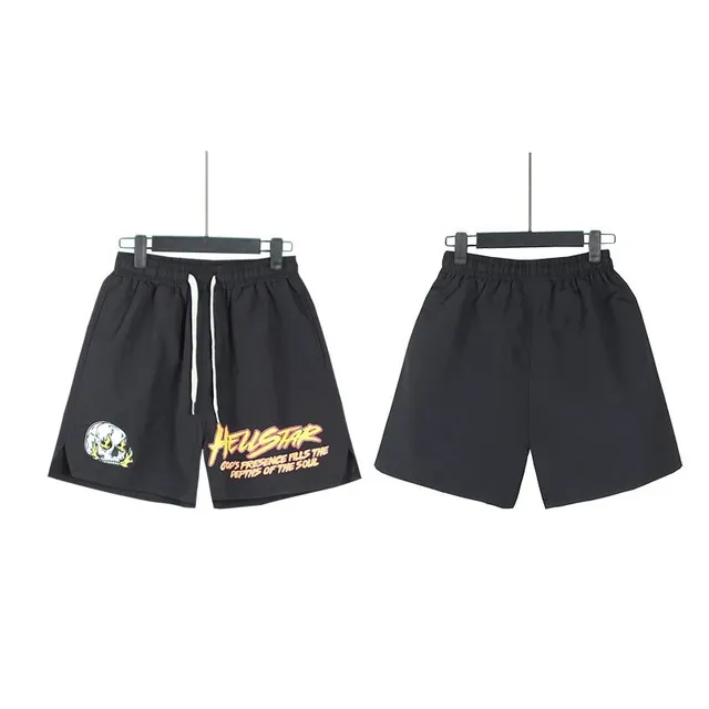 Skull Print Shorts Hellstar Graphic