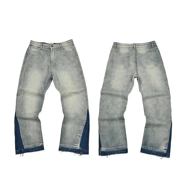 Patchwork Jeans Acid Wash with Denim Panels