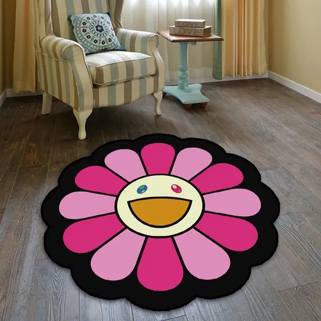 Takashi Murakami Flower Rug Smiling Face