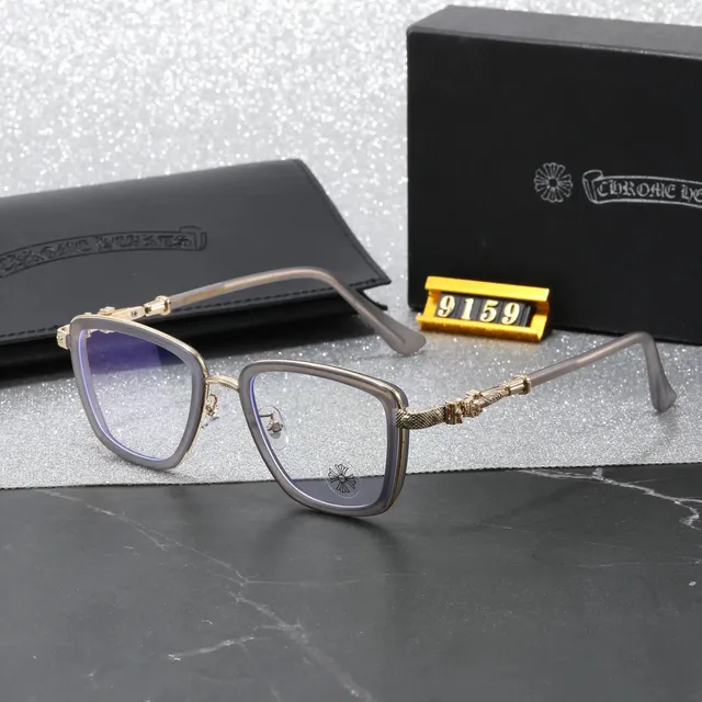 Chrome Hearts Square Frame Glasses Gunmetal with Gold Accents