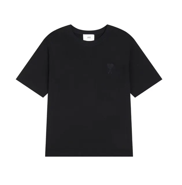 AMI Paris Heart Logo T-Shirt Black