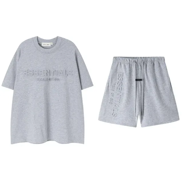 Fear of God Essentials Essentials Set Heather Grey Embossed Logo