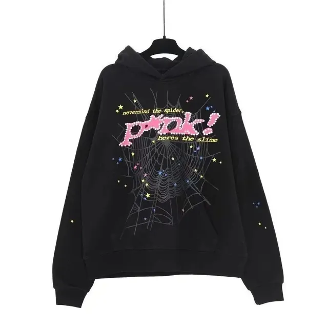 Sp5der Hoodie Spider Web Pink Logo