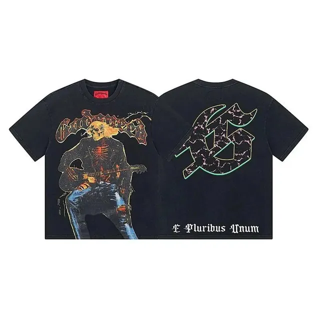 Off-White Graphic Tee Skeleton Guitarist Print