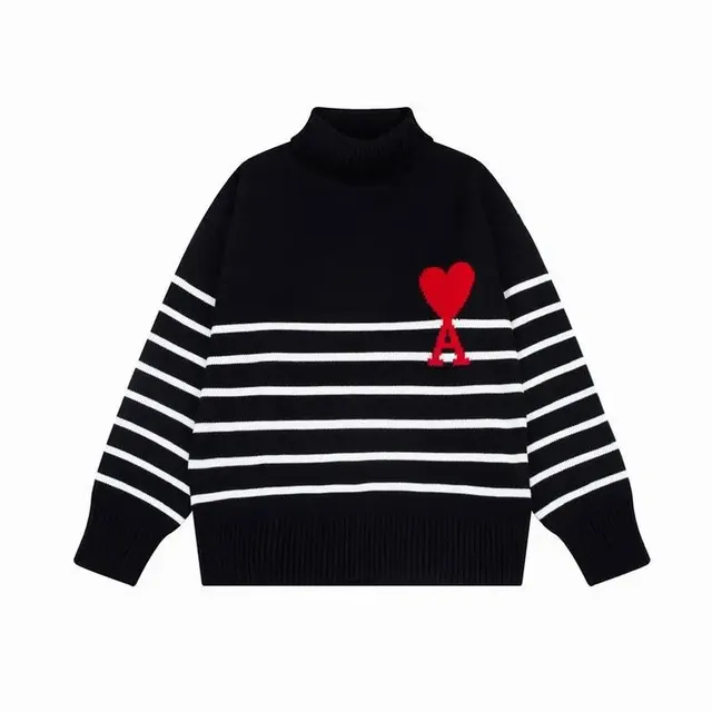Amiri Turtleneck Sweater Striped with Heart Logo