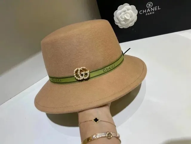 Gucci Fedora Hat GG Pearl Trim