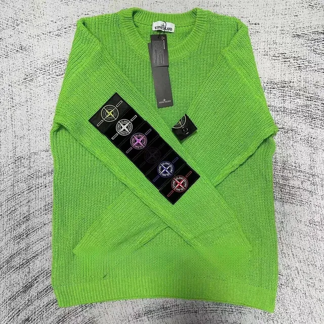Stone Island Knit Sweater Neon Green with Badge Patch