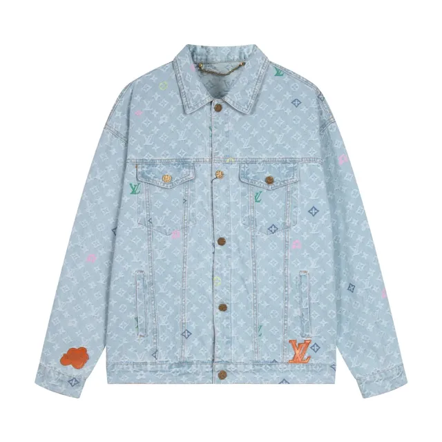Louis Vuitton Denim Trucker Jacket Monogram Print with Multicolor Accents