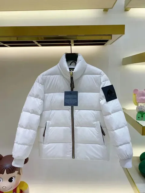 Moncler Short Puffer Jacket White with Black Patch