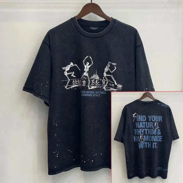 Fear of God Graphic Tee Skeleton Print with Splatter Wash