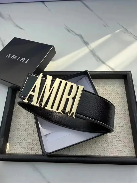 Amiri Logo Belt Gold Logo