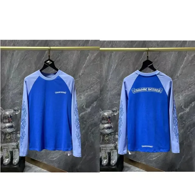 Long-Sleeve Raglan Tee Chrome Hearts Logo & Floral Sleeve