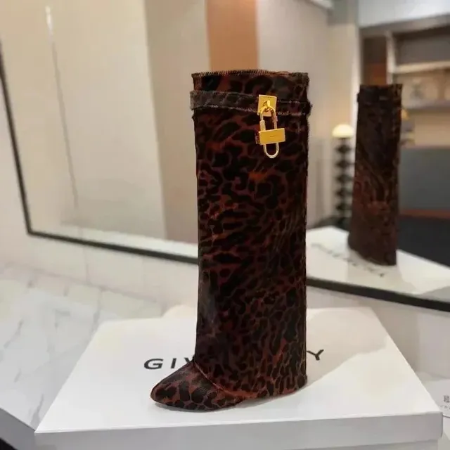 Givenchy Lock Boot Leopard Print