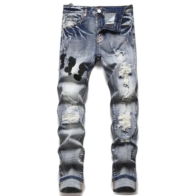 Distressed Jeans Black Embroidered Patch