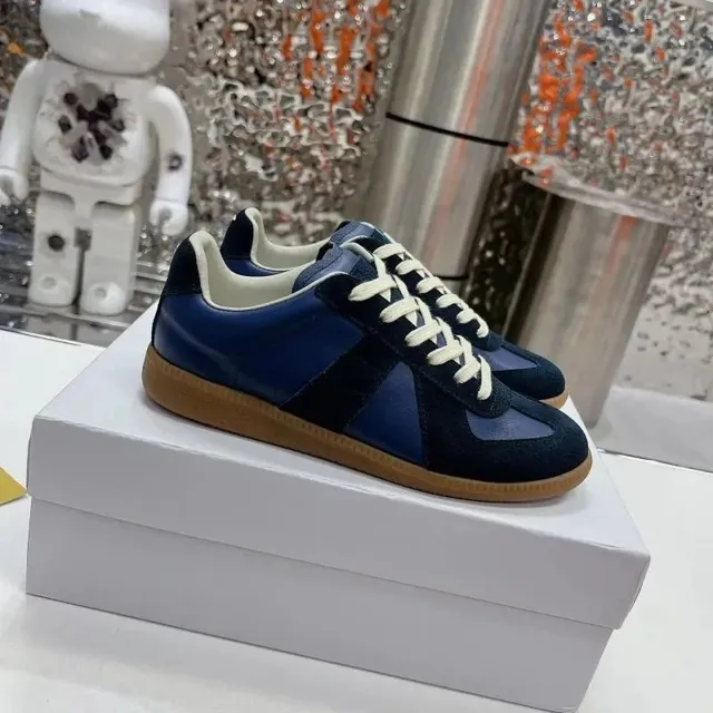 Maison Margiela Future Sneaker Navy Suede and Leather