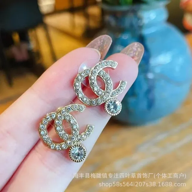 Chanel CC Logo Earrings Crystal-Embellished