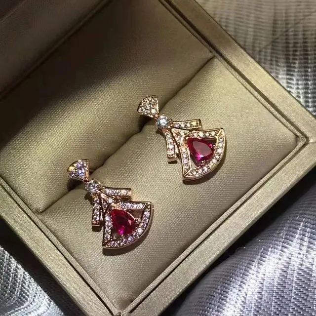 Bulgari Serpenti Earrings Pavé Diamond with Ruby