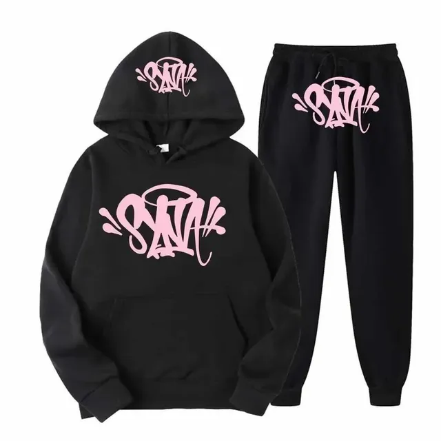 Syna World Hoodie and Joggers Set Pink Graffiti Logo