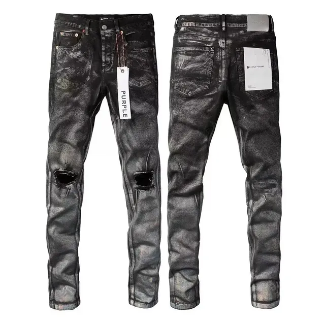 Purple Brand Distressed Slim Fit Jeans Acid Wash Ripped