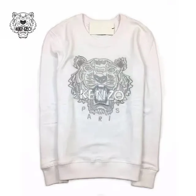Kenzo Tiger Embroidered Sweatshirt Silver Embroidery