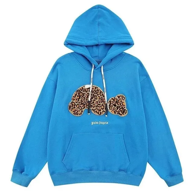 Palm Angels Hoodie Leopard Bear Appliqué