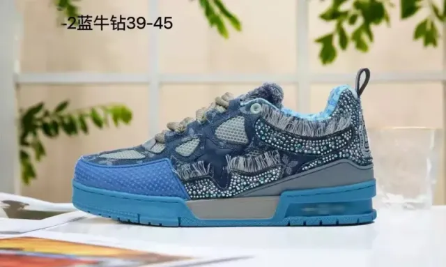 Louis Vuitton Air Jordan 1 Denim Crystal Embellished