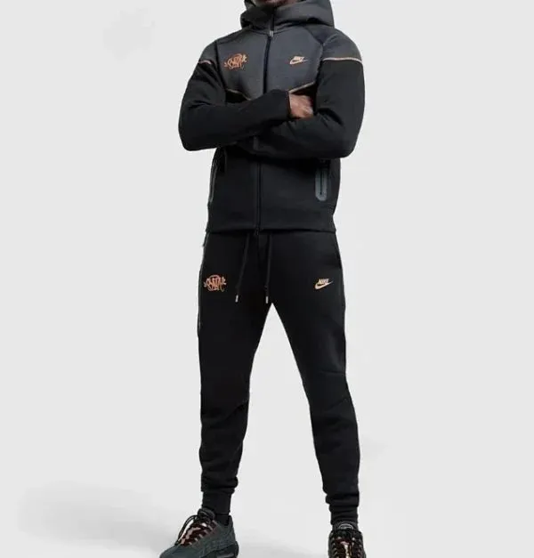 Nike Tech Fleece Hoodie and Joggers Black with Gold Logo