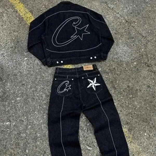 Corteiz Denim Set Star Logo Embroidery