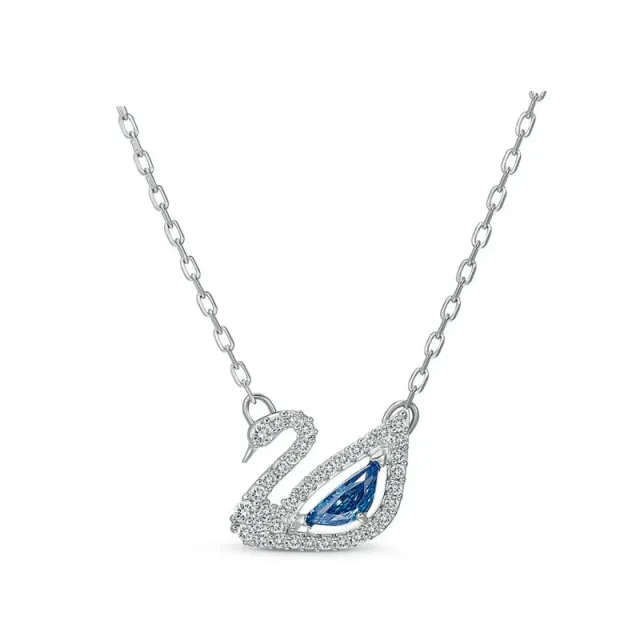 Blue diamond swan necklace