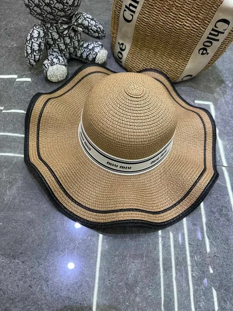 Miu Miu Wide-Brimmed Hat Logo Band
