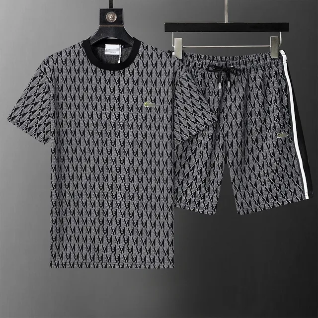Lacoste T-Shirt and Shorts Set Diamond Pattern